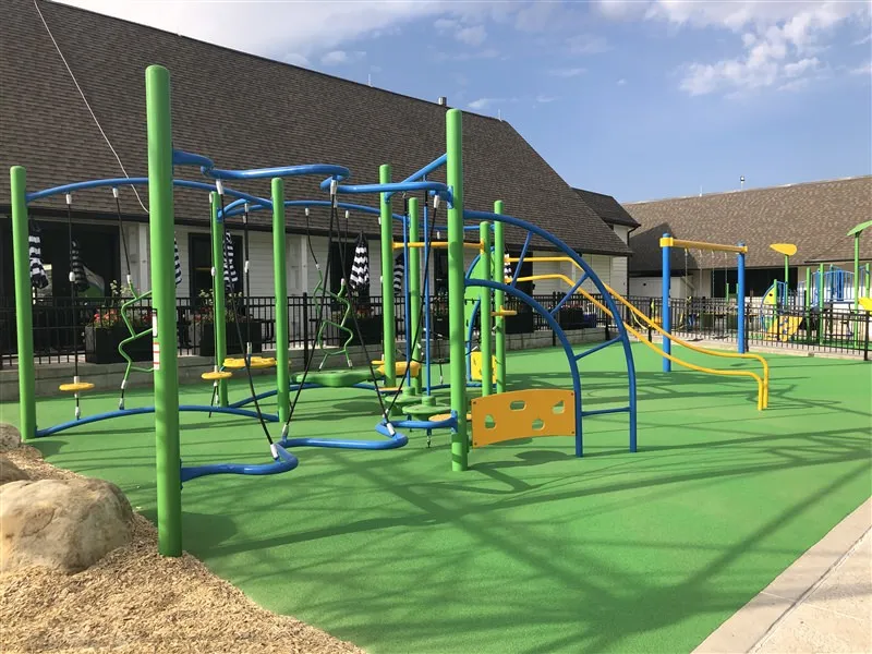 Climbing and balancing playground at Aspen Academy in Savage, MN